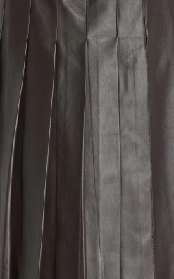 Nimue Pleated Leather Midi Skirt -Lady Fashion Store 16arlington brown nimue midi skirt 3