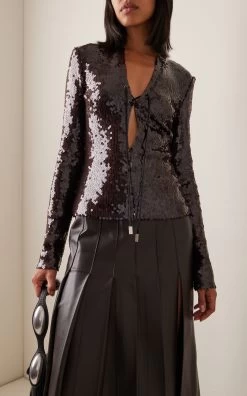 Seeran Lace-up Sequined Top