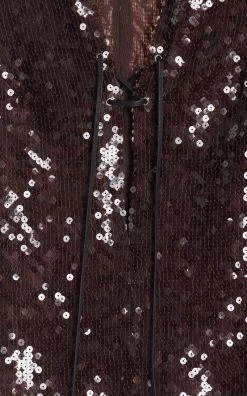 Seeran Lace-up Sequined Top -Lady Fashion Store 16arlington brown seeran sequin top 3