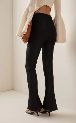 A.W.A.K.E. Mode Asymmetric Slit-Detailed Waffle Knit Pants 10 A.W.A.K.E. Mode Asymmetric Slit-Detailed Waffle Knit Pants -Lady Fashion Store a w a k e black asymmetric slit detailed waffle knit pants 2