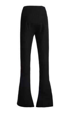 A.W.A.K.E. Mode Asymmetric Slit-Detailed Waffle Knit Pants 12 A.W.A.K.E. Mode Asymmetric Slit-Detailed Waffle Knit Pants -Lady Fashion Store a w a k e black asymmetric slit detailed waffle knit pants 4