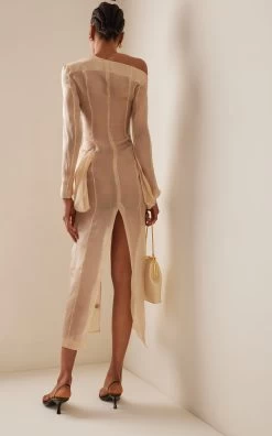 A.W.A.K.E. Mode Silk-Organza Over Coat -Lady Fashion Store a w a k e neutral silk organza coat 2