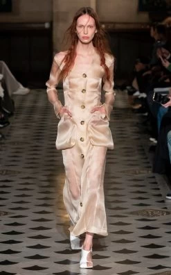 A.W.A.K.E. Mode Silk-Organza Over Coat -Lady Fashion Store a w a k e neutral silk organza coat 3