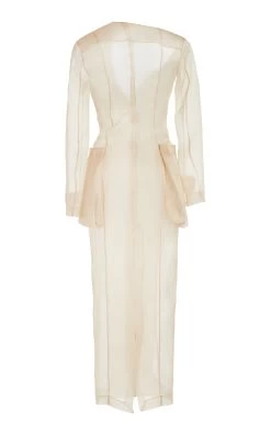 A.W.A.K.E. Mode Silk-Organza Over Coat -Lady Fashion Store a w a k e neutral silk organza coat 4