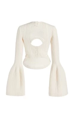 A.W.A.K.E. Mode Textured Cotton Cutout Top 10 A.W.A.K.E. Mode Textured Cotton Cutout Top -Lady Fashion Store a w a k e white textured cotton cutout top 3