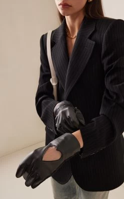 Acne Studios Alove Pearl-Embellished Leather Gloves