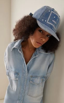 Acne Studios Cunov Crystal-Embellished Denim Baseball Cap