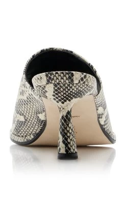 Arabella Snake-Printed Leather Mules -Lady Fashion Store aeyde animal arabella snake print goat leather creamy 2