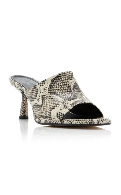 Arabella Snake-Printed Leather Mules -Lady Fashion Store aeyde animal arabella snake print goat leather creamy 3