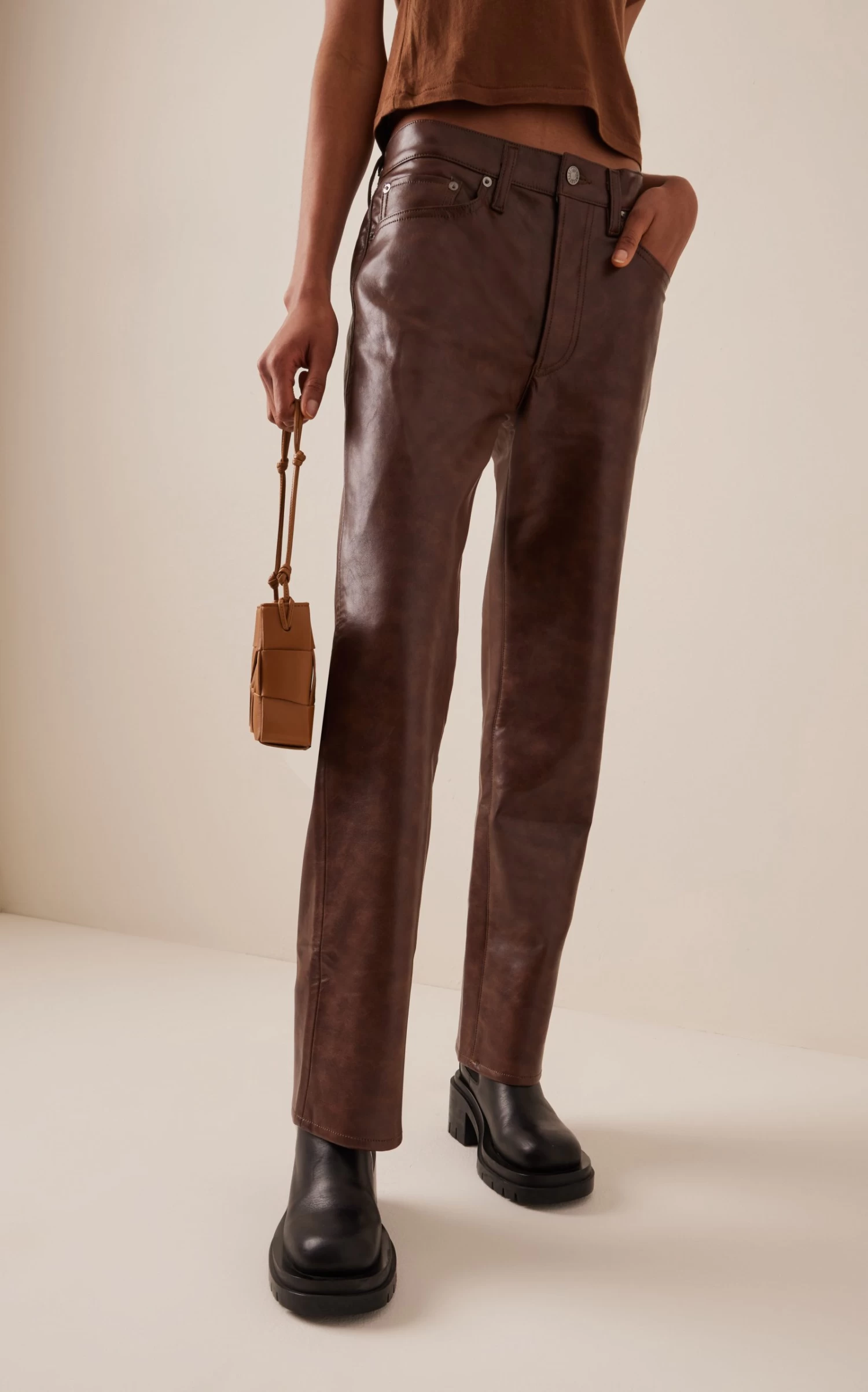 AGOLDE Sloane Recycled-Leather High-Rise Straight-Leg Jeans 4 AGOLDE Sloane Recycled-Leather High-Rise Straight-Leg Jeans - Image 2