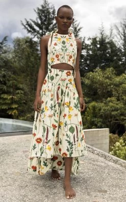 Curuá Duranzo Primavera Cotton Maxi Skirt -Lady Fashion Store agua by agua bendita multi curua primavera 3