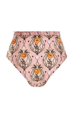 Nopal Lunar Embroidered Bikini Bottom -Lady Fashion Store agua by agua bendita pink nopal lunar embroidered bikini bottom 2