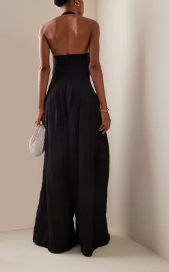 Neo Pleated Halter Jumpsuit -Lady Fashion Store aje black neo pleated halter jumpsuit 2