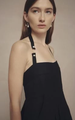 Neo Pleated Halter Jumpsuit -Lady Fashion Store aje black neo pleated halter jumpsuit 4