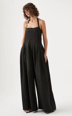 Neo Pleated Halter Jumpsuit -Lady Fashion Store aje black neo pleated halter jumpsuit 5