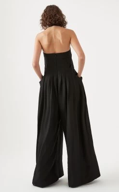 Neo Pleated Halter Jumpsuit -Lady Fashion Store aje black neo pleated halter jumpsuit 7