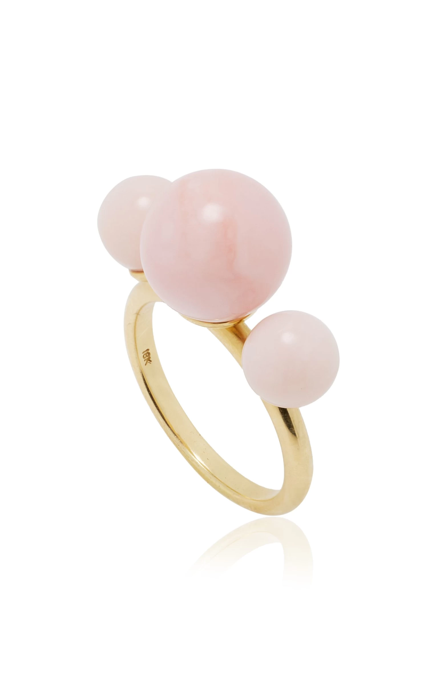 18K Gold Triple Pink Opal Ring 4 18K Gold Triple Pink Opal Ring - Image 2