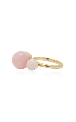 18K Gold Triple Pink Opal Ring 8 18K Gold Triple Pink Opal Ring -Lady Fashion Store akaila reid gold 18k yg triple pink opal ring 2