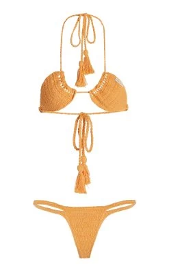 Ulu Crocheted Cotton Bikini -Lady Fashion Store akoia swim orange ulu crocheted cotton bikini 2