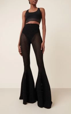 ALAIA Waffle-Knit Flared-Leg Pants