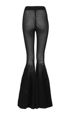 ALAIA Waffle-Knit Flared-Leg Pants -Lady Fashion Store alaia black 3d waffle flare 3