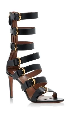ALAIA Buckled Leather Sandals -Lady Fashion Store alaia black buckled leather sandals 2