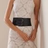 ALAIA Elastic Leather Corset Belt -Lady Fashion Store alaia black large laser cut leather corset belt 2