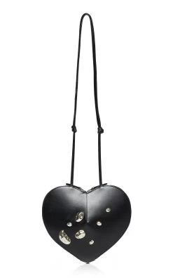 ALAIA Le Coeur Embellished Leather Crossbody Bag -Lady Fashion Store alaia black le coeur 2 2