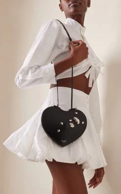 ALAIA Le Coeur Embellished Leather Crossbody Bag