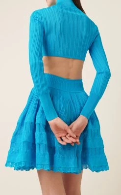 ALAIA Crinoline Cropped Cardigan -Lady Fashion Store alaia blue crinoline cardi 2