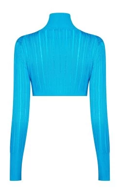 ALAIA Crinoline Cropped Cardigan -Lady Fashion Store alaia blue crinoline cardi 3