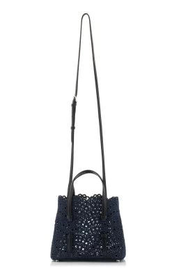 ALAIA Mina Laser-Cut Denim Top Handle Bag 10 ALAIA Mina Laser-Cut Denim Top Handle Bag -Lady Fashion Store alaia blue mina 20 3