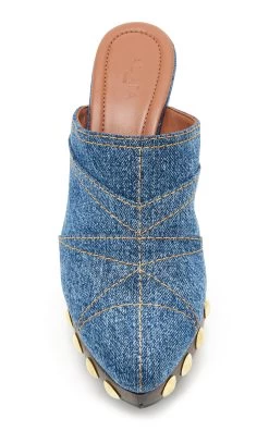 ALAIA Le Sabot Denim Clogs -Lady Fashion Store alaia medium wash le sabot 2