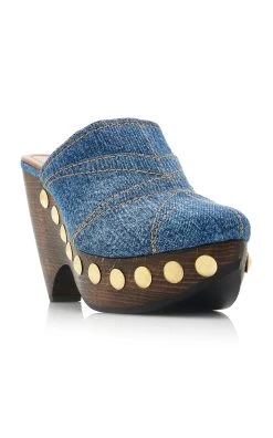 ALAIA Le Sabot Denim Clogs -Lady Fashion Store alaia medium wash le sabot 3