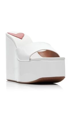 ALAIA Patent Leather Platform Mules -Lady Fashion Store alaia white wedge mules 120 3