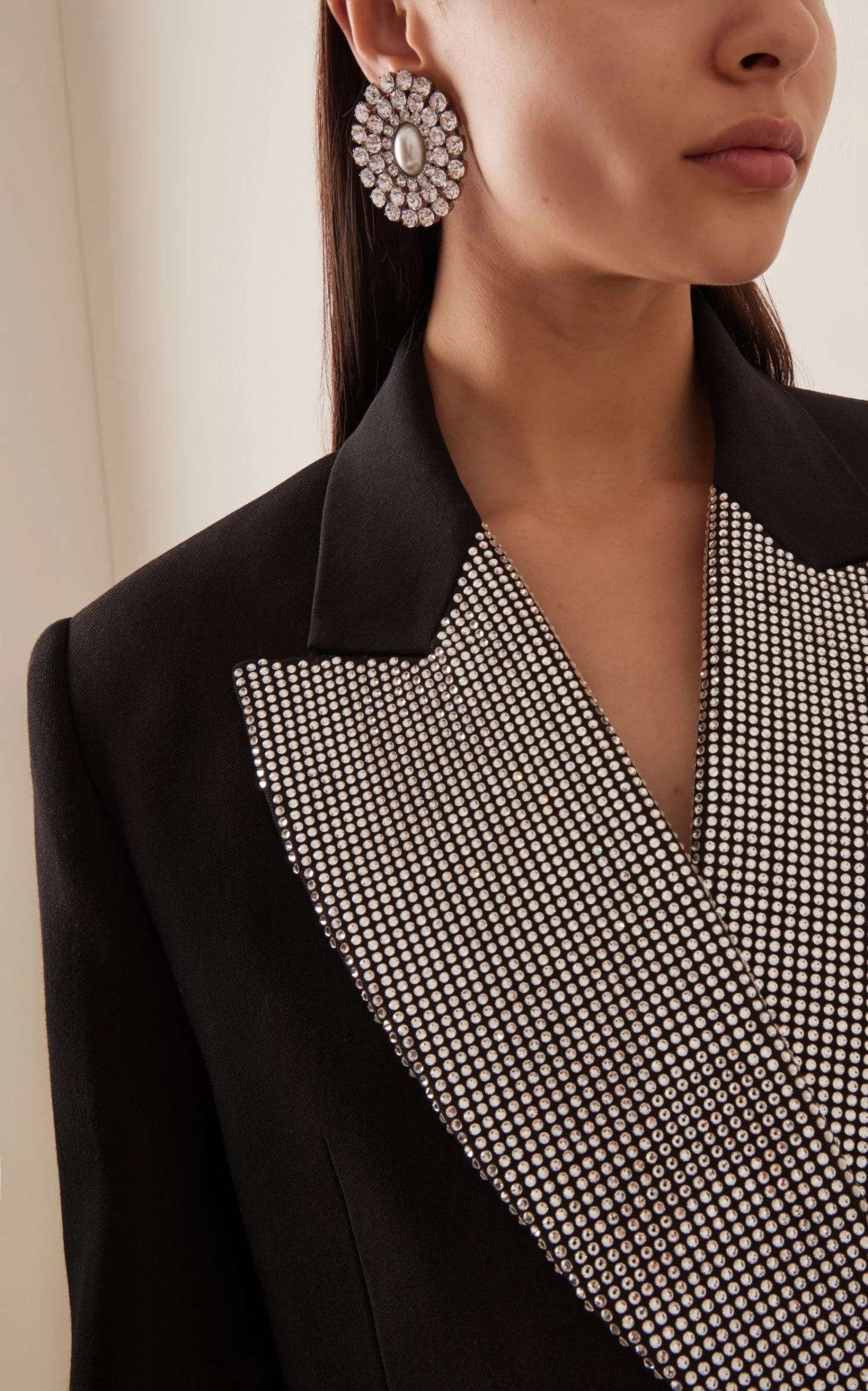 Silver-Tone Crystal And Faux Pearl Earrings 3 Silver-Tone Crystal And Faux Pearl Earrings