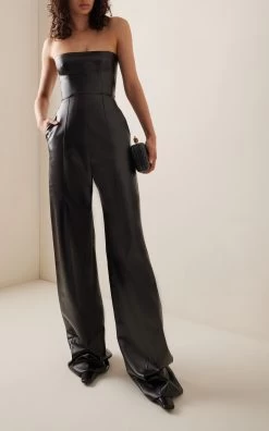 Steele Faux Leather Straight-Leg Jumpsuit
