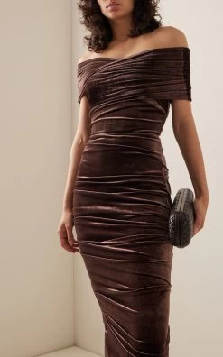 Layne Off-The-Shoulder Velvet Midi Dress