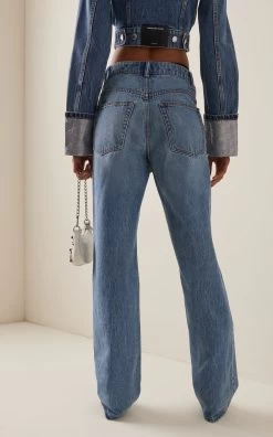 ALEXANDER WANG Exposed-Bikini Asymmetric Straight-Leg Jeans 8 ALEXANDER WANG Exposed-Bikini Asymmetric Straight-Leg Jeans -Lady Fashion Store alexander wang blue exposed bikini asymmetric straight leg jeans 2
