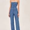 Breslin Cotton Denim Jumpsuit -Lady Fashion Store alexis blue breslin cotton denim jumpsuit