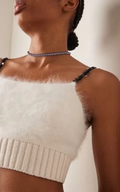 Amina Muaddi Chrome Crystal Tennis Necklace