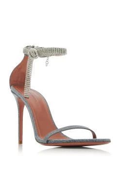Amina Muaddi Giorgia Crystal-Embellished Denim Sandals -Lady Fashion Store amina muaddi blue giorgia crystal embellished denim sandals 3