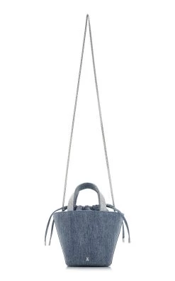 Amina Muaddi Rih Crystal-Embellished Denim Bucket Bag 10 Amina Muaddi Rih Crystal-Embellished Denim Bucket Bag -Lady Fashion Store amina muaddi blue rih crystal embellished denim bucket bag 2