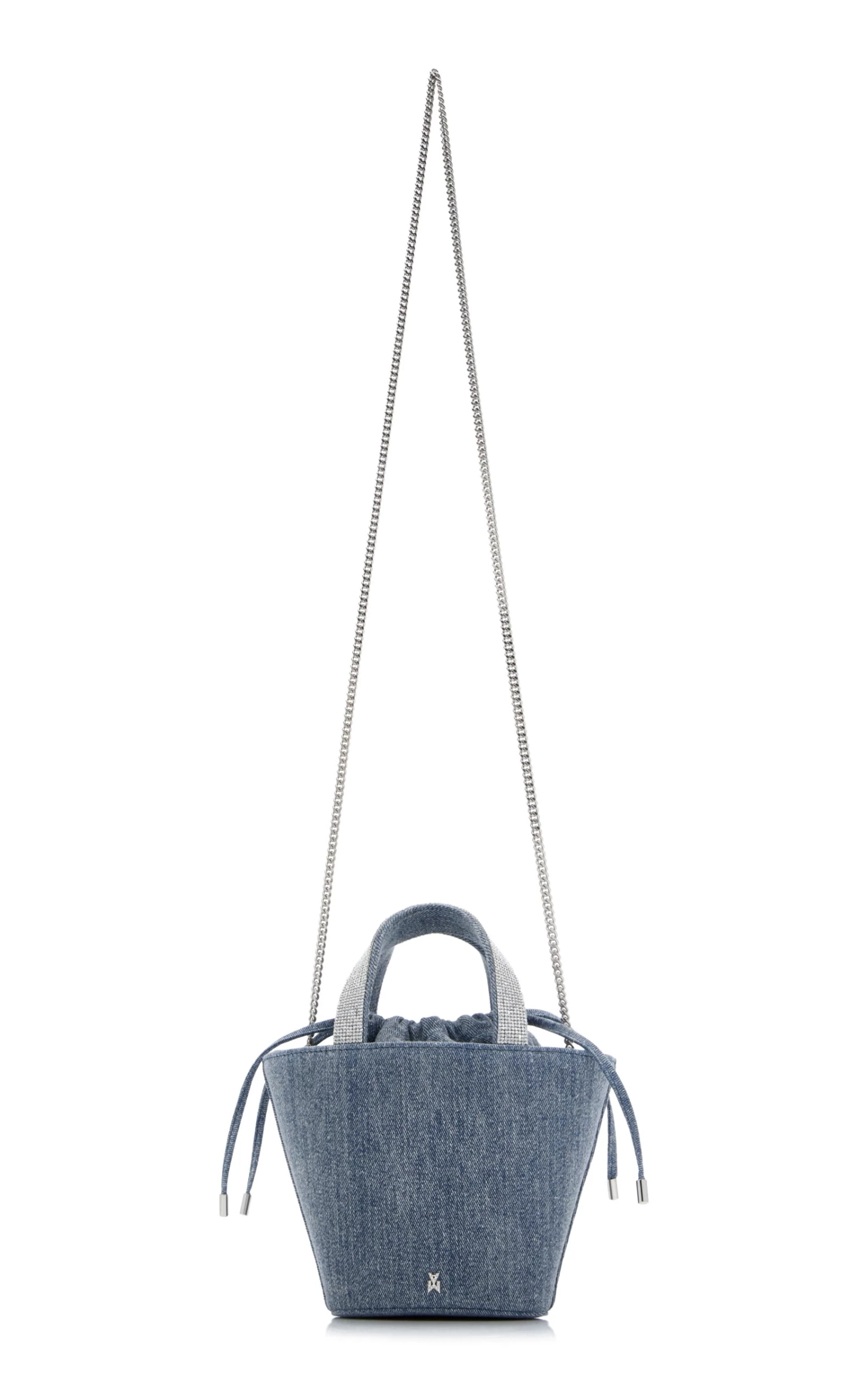 Amina Muaddi Rih Crystal-Embellished Denim Bucket Bag 5 Amina Muaddi Rih Crystal-Embellished Denim Bucket Bag - Image 3