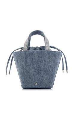 Amina Muaddi Rih Crystal-Embellished Denim Bucket Bag 12 Amina Muaddi Rih Crystal-Embellished Denim Bucket Bag -Lady Fashion Store amina muaddi blue rih crystal embellished denim bucket bag 4