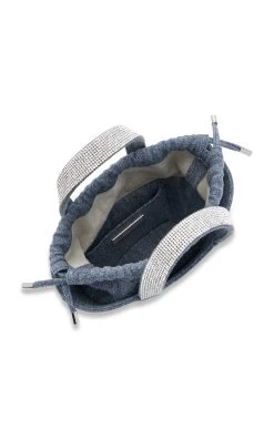 Amina Muaddi Rih Crystal-Embellished Denim Bucket Bag 13 Amina Muaddi Rih Crystal-Embellished Denim Bucket Bag -Lady Fashion Store amina muaddi blue rih crystal embellished denim bucket bag 5