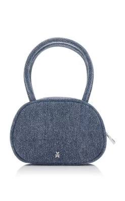 Amina Muaddi Superamini Bella Denim Bag -Lady Fashion Store amina muaddi blue superamini bella denim bag 2