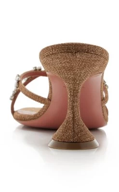 Amina Muaddi Lily Canvas Sandals -Lady Fashion Store amina muaddi brown lily slipper 70 2