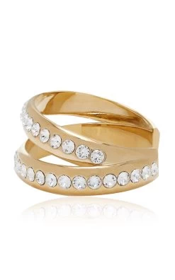 Amina Muaddi Jahleel Crystal-Embellished Gold-Tone Cuff -Lady Fashion Store amina muaddi gold jahleel bangle 2