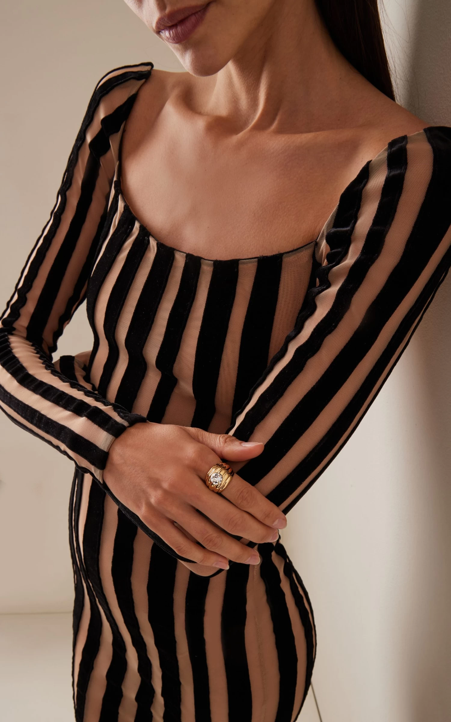 Amina Muaddi Jahleel Gold-Tone Crystal Ring 3 Amina Muaddi Jahleel Gold-Tone Crystal Ring